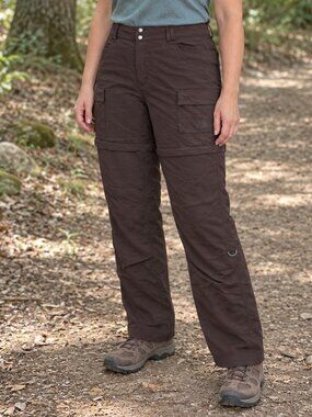The North Face Convertible Cargo Hiking Pants Women's 16 Brown Nylon Zip-Off